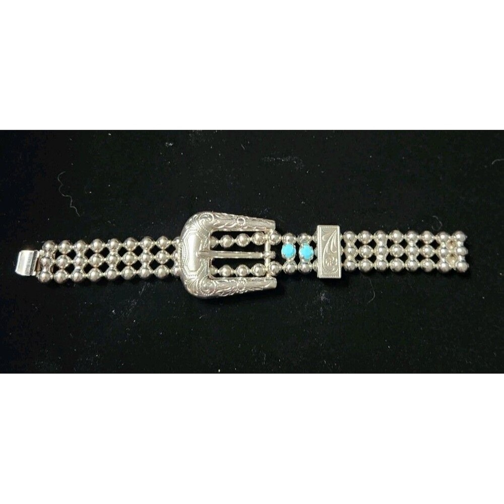 Vintage Juliana DeLizza & Elster Western Turquoise Belt Buckle Bracelet 60's